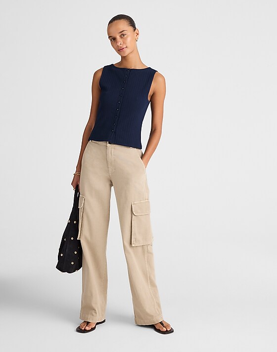 Madewell Ribbed Crewneck Shell Top Midnight Navy