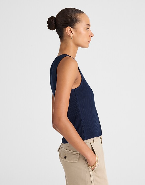 Madewell Ribbed Crewneck Shell Top Midnight Navy