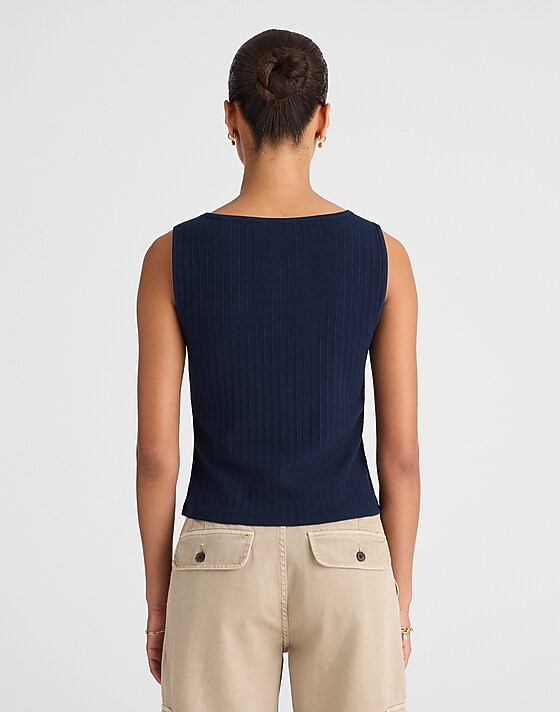 Madewell Ribbed Crewneck Shell Top Midnight Navy