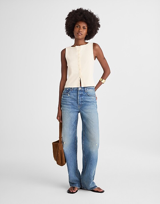 Madewell Ribbed Crewneck Shell Top Vintage Ivory