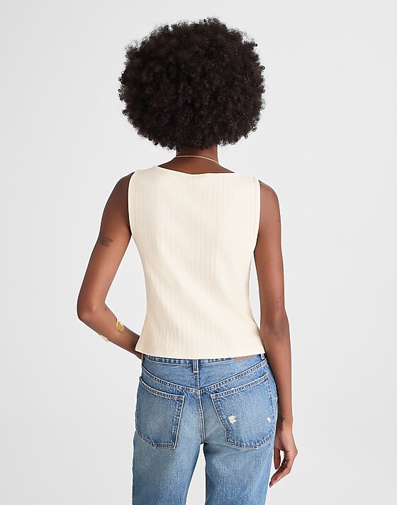 Madewell Ribbed Crewneck Shell Top Vintage Ivory