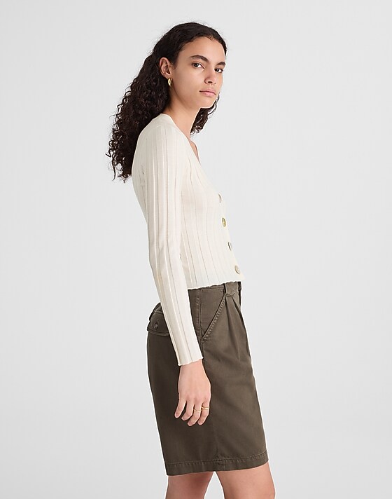 Madewell Ribbed V-Neck Cardigan Ivory