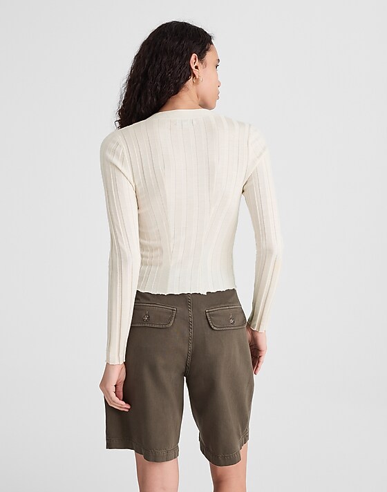 Madewell Ribbed V-Neck Cardigan Ivory