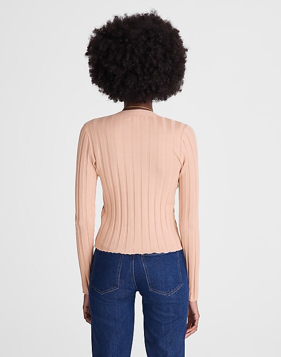 Madewell Ribbed V-Neck Cardigan Light Pale Blush
