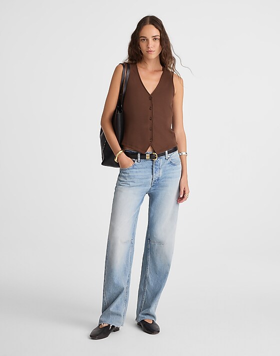 Madewell Ribbed V-Neck Vest Roasted Chicory