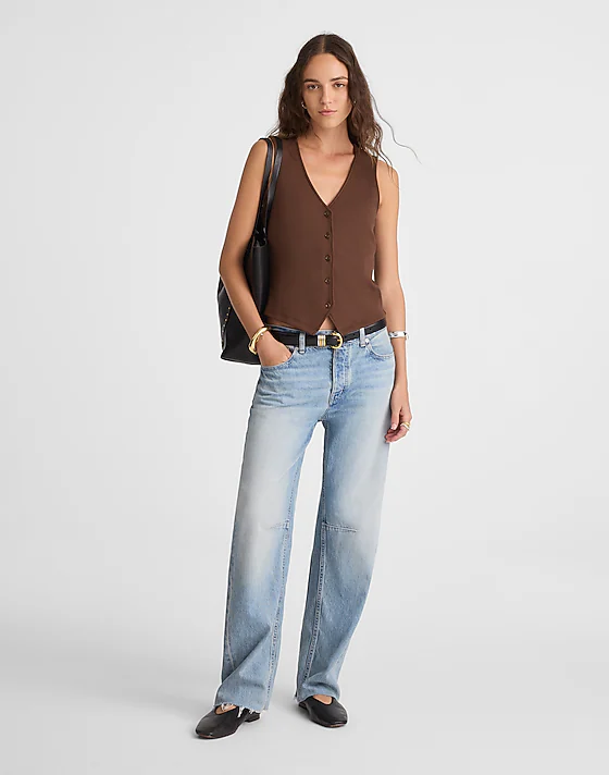 Madewell Ribbed V-Neck Vest Roasted Chicory