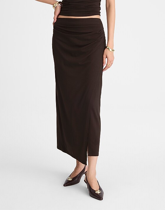 Madewell Ruched Maxi Skirt Molasses
