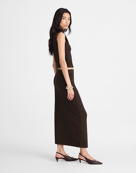 Madewell Ruched Maxi Skirt Molasses