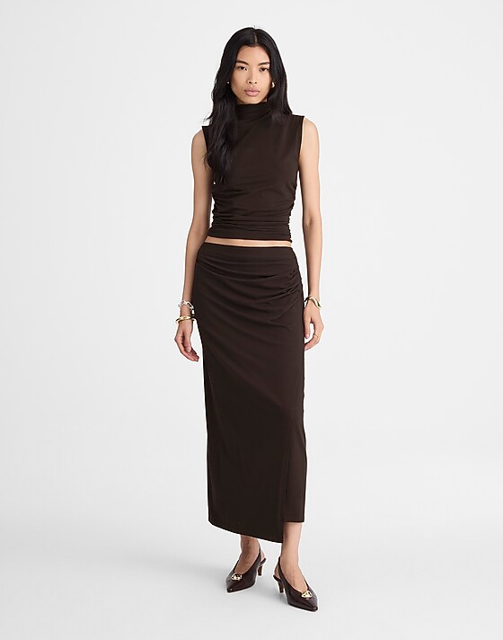 madewell Ruched Maxi Skirt molasses