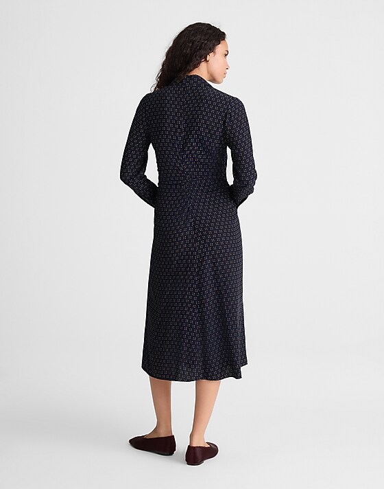 Madewell Ruched Midi Shirtdress Navy Foulard