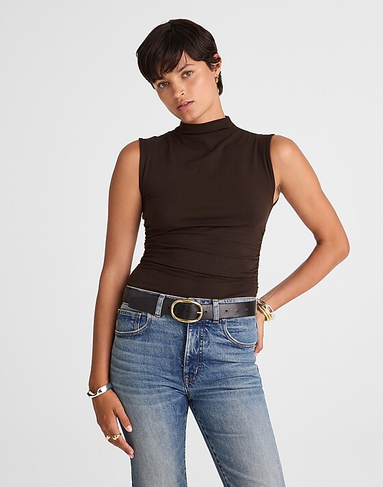 Madewell Ruched Mockneck Tank Molasses