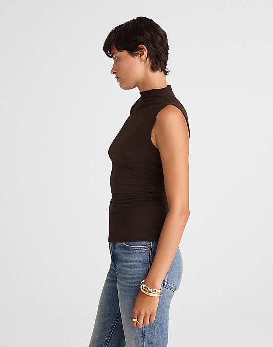 Madewell Ruched Mockneck Tank Molasses
