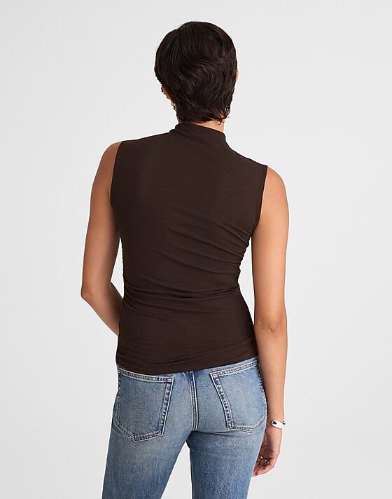Madewell Ruched Mockneck Tank Molasses