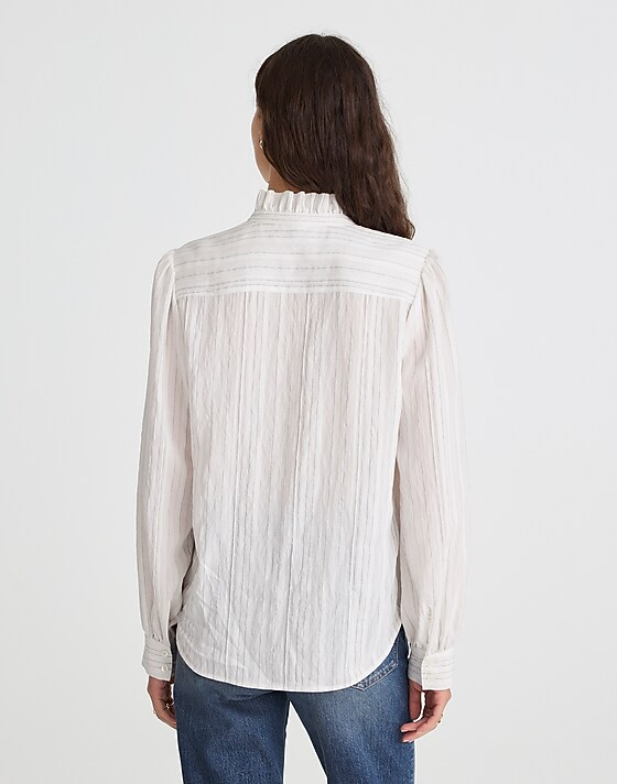 Madewell Ruffled Button-Up Top Airy Multi Stripe