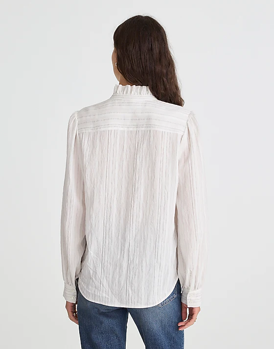 Madewell Ruffled Button-Up Top Airy Multi Stripe