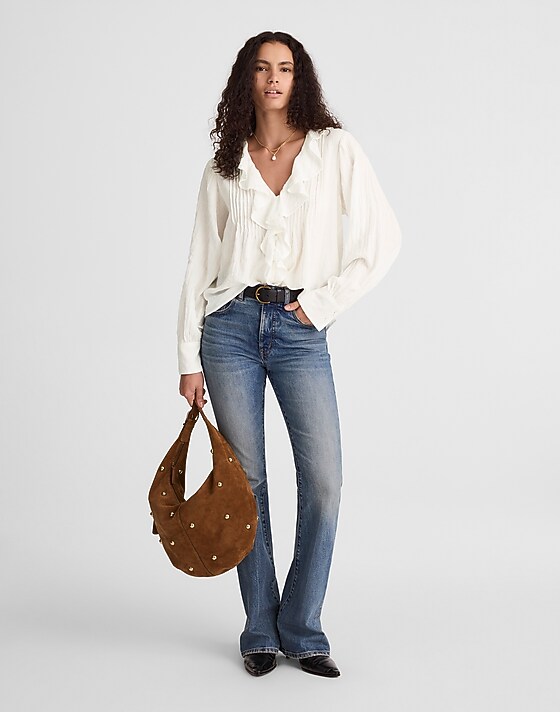 Madewell Ruffled Pintuck Top Ivory