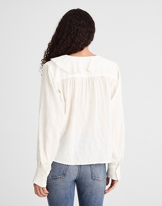 Madewell Ruffled Pintuck Top Ivory