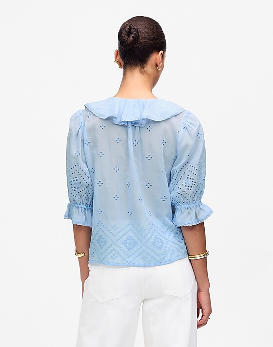 Madewell Ruffled Puff-Sleeve Top Light Pool