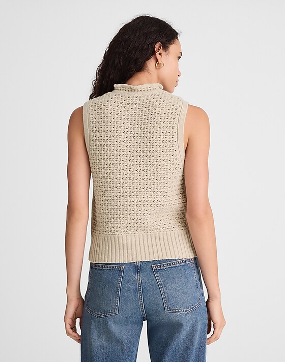 Madewell Ruffled Sleeveless Cardigan Top Hthr Oat