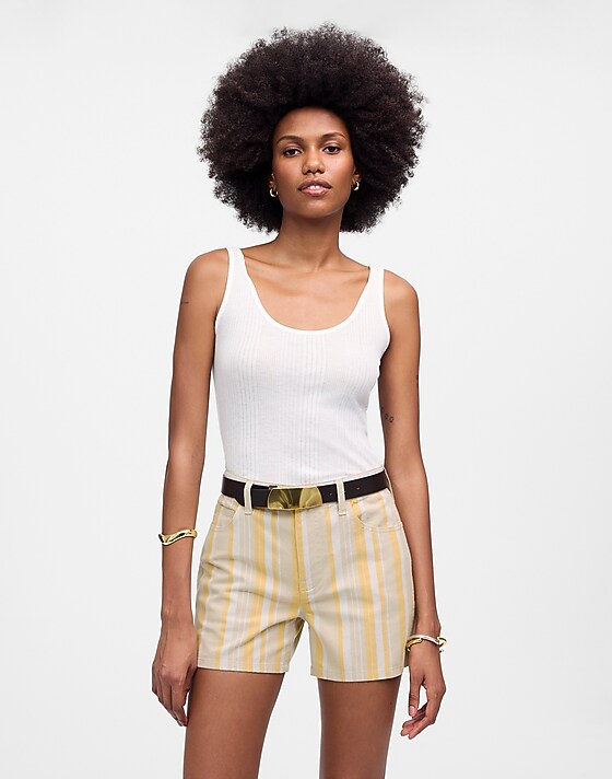 Madewell Rumpled Cotton Twill Shorts Poplar Yellow
