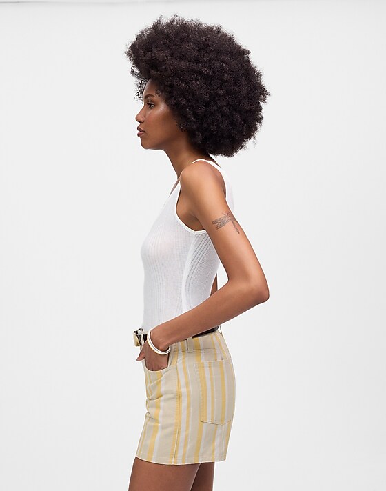 Madewell Rumpled Cotton Twill Shorts Poplar Yellow