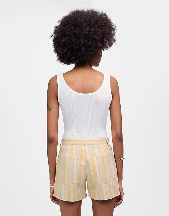 Madewell Rumpled Cotton Twill Shorts Poplar Yellow