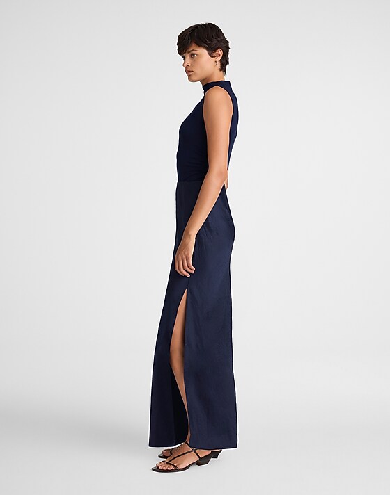 Madewell Satin Maxi Slip Skirt Juniper Berry