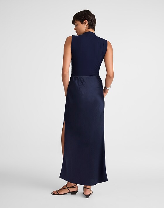 Madewell Satin Maxi Slip Skirt Juniper Berry