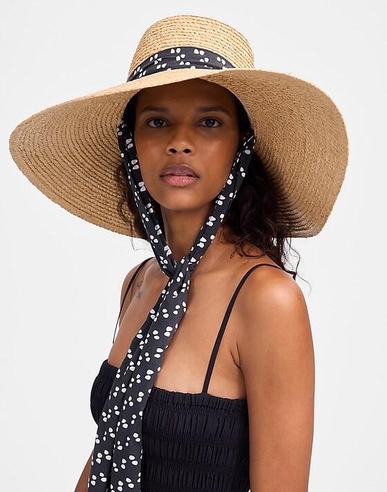 Madewell Scarf Straw Hat Golden Khaki