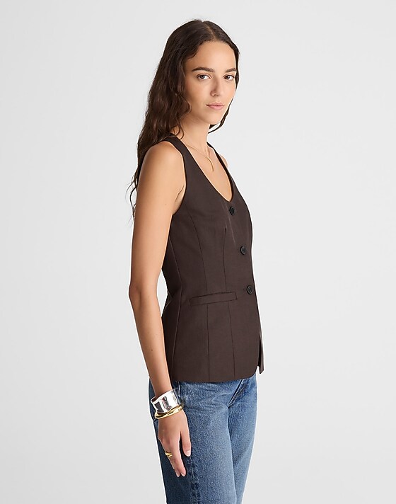 Madewell Scoopneck Cutaway Vest Dark Carob