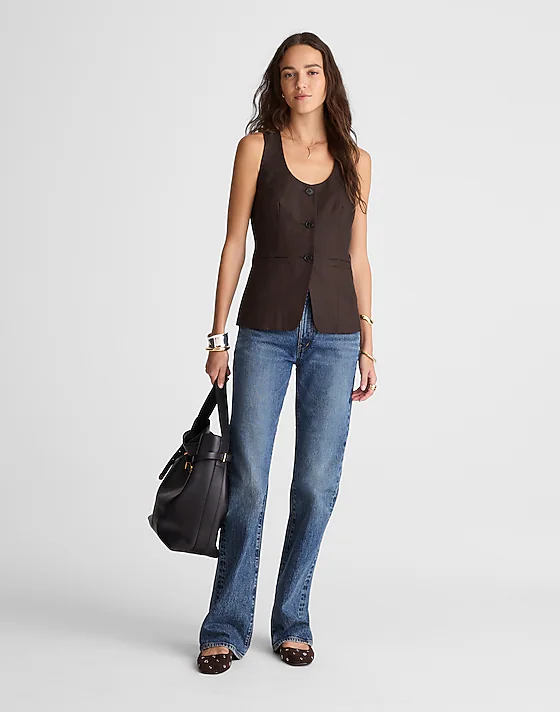 Madewell Scoopneck Cutaway Vest Dark Carob