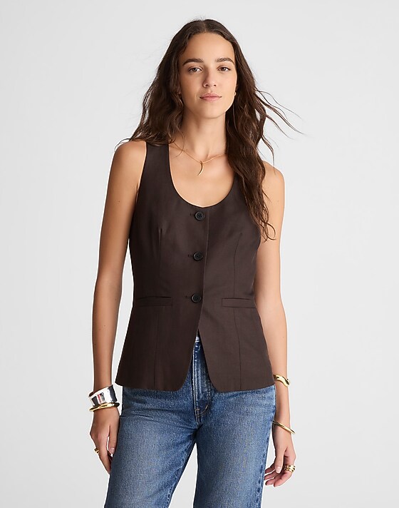 madewell Scoopneck Cutaway Vest dark carob