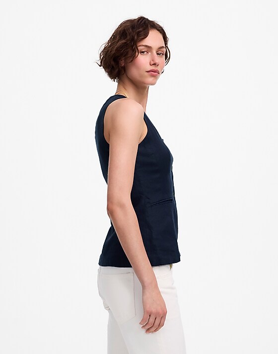 Madewell Scoopneck Cutaway Vest Juniper Berry