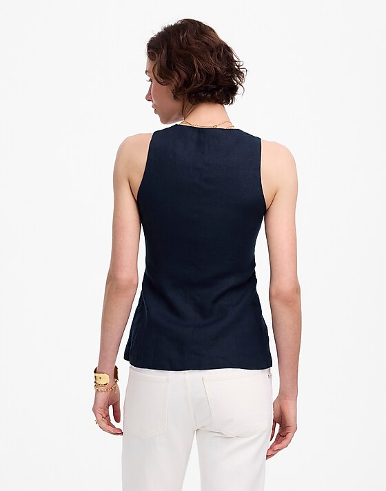 Madewell Scoopneck Cutaway Vest Juniper Berry
