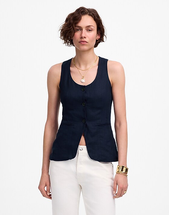 madewell Scoopneck Cutaway Vest juniper berry