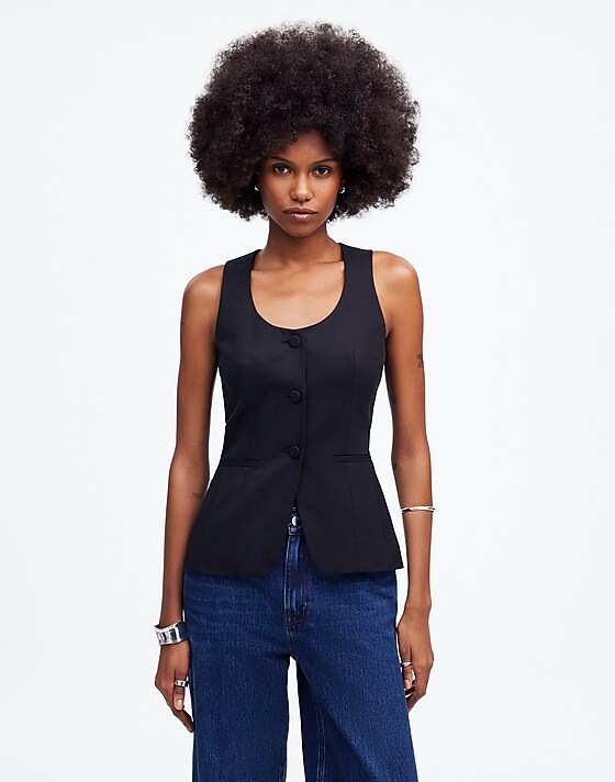 madewell Scoopneck Cutaway Vest true black