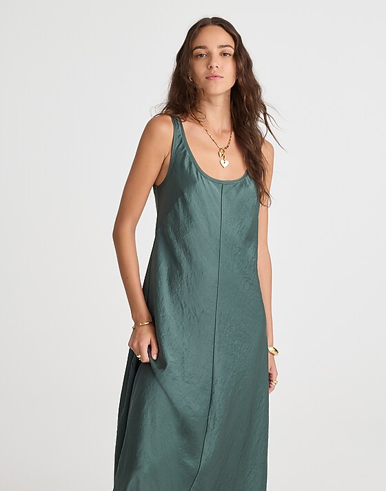 Madewell Scoopneck Tank Maxi Dress Botanical Green
