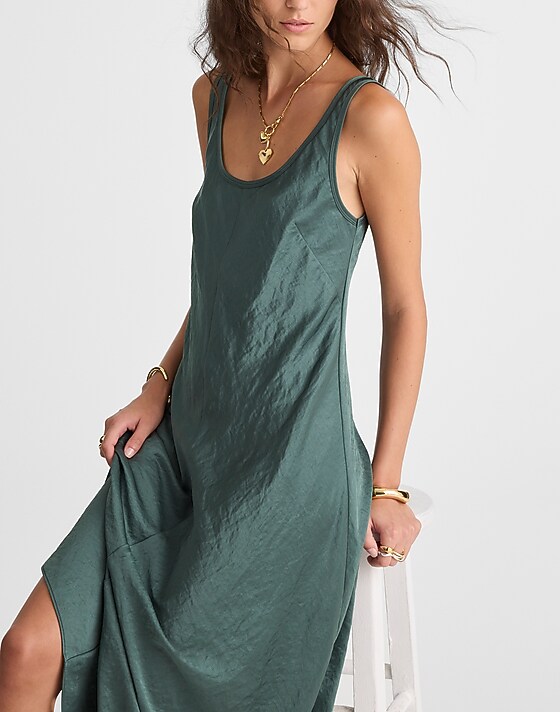 Madewell Scoopneck Tank Maxi Dress Botanical Green