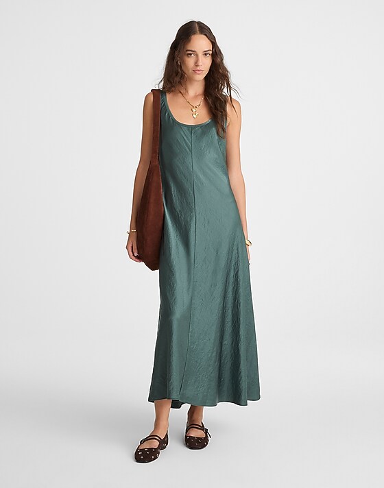 madewell Scoopneck Tank Maxi Dress botanical green