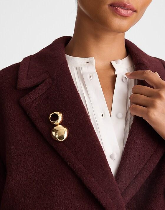 Madewell Sculpted Cutout Brooch Antique Gold