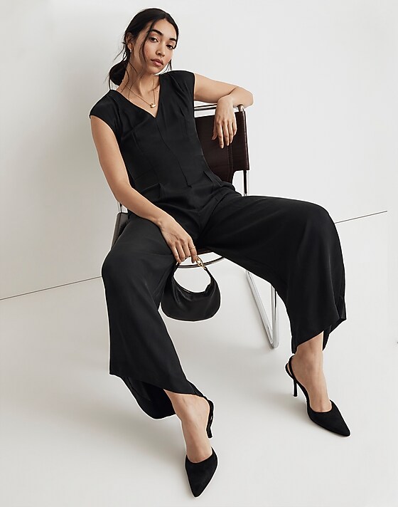 madewell Seamed Wide-Leg Jumpsuit true black