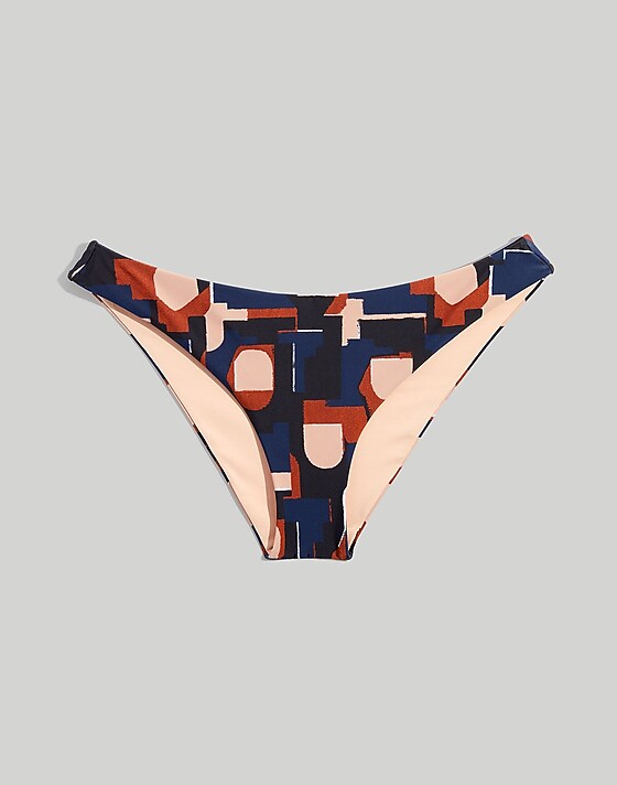 Madewell Madewell Second Wave Classic Cheeky Bikini Bottom In Color Collage Twilight