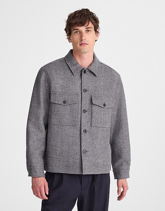 Madewell Shirt-Jacket In Italian Wool Hthr Grey