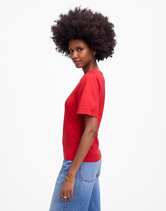 Madewell Side-Cinch Puff-Sleeve Tee Watermelon