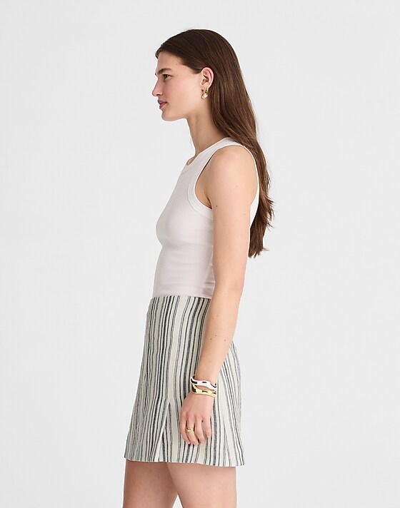 Madewell Single-Pleat Linen Mini Skirt Lighthouse