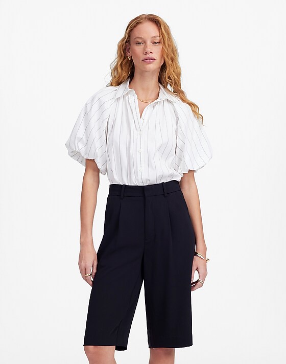 Madewell Slouchy Shorts In Crepe Jet Black