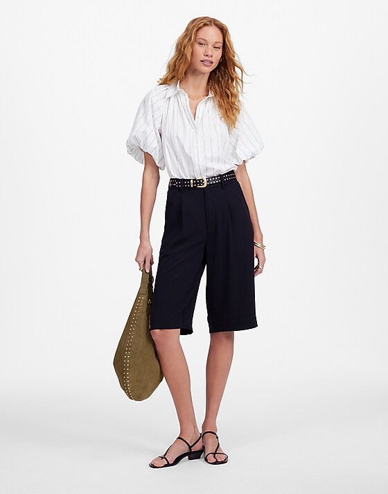 madewell Slouchy Shorts in Crepe jet black