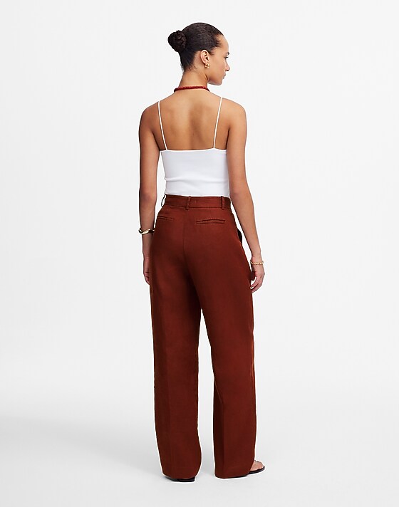 Madewell Slouchy Straight Pants In 100% Linen Henna