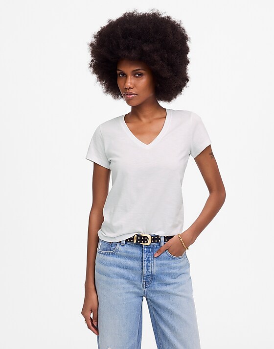madewell Slub Perfect V-Neck Tee white