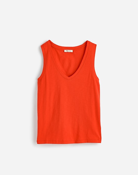 Madewell Slub Relaxed V-Neck Tank Bright Flame